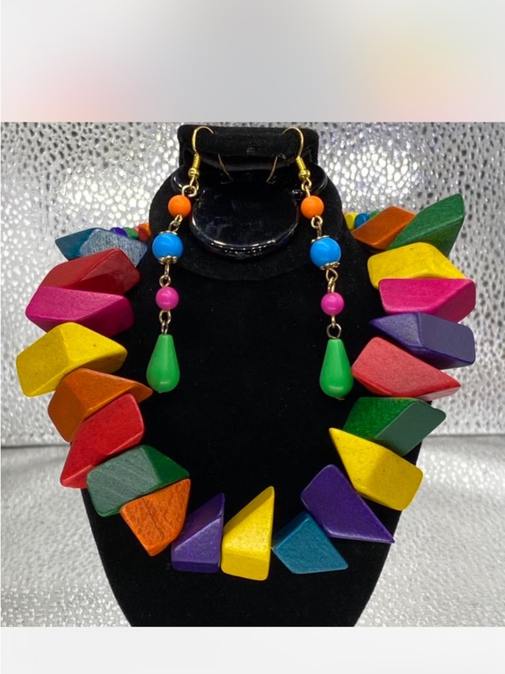 ^*^ Colorful Multi-Color ** Geometric Necklace / Earrings  ^^^